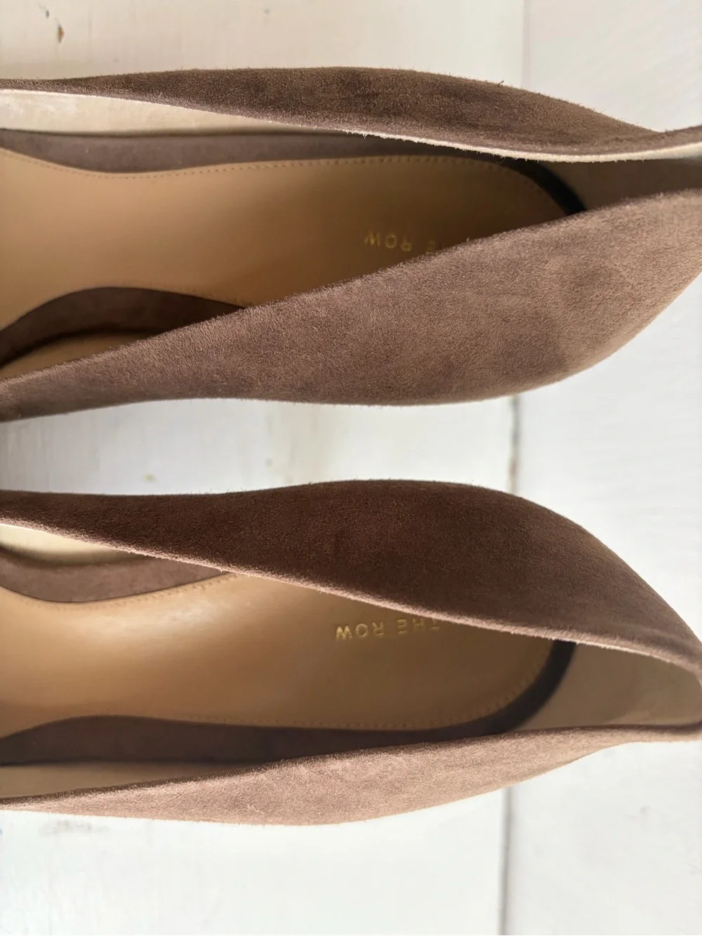 The Row Suede Square-Toe Pumps – Goatskin Suede – Made in Italy